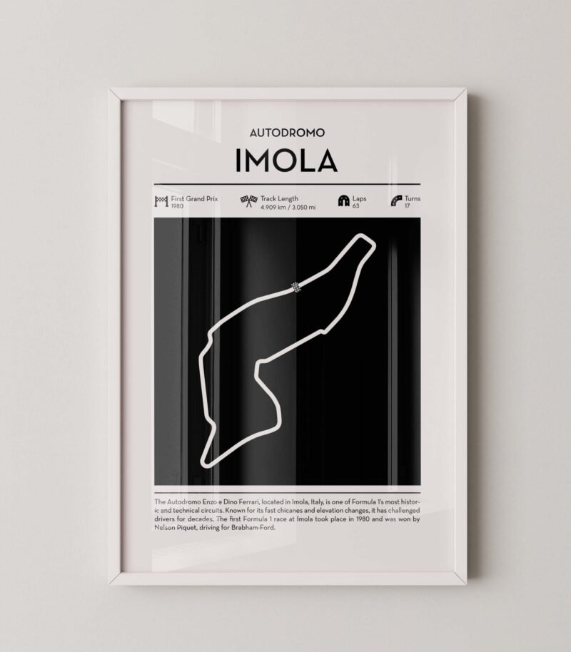 Minimal Imola F1 track layout poster for motorsport and racing fans