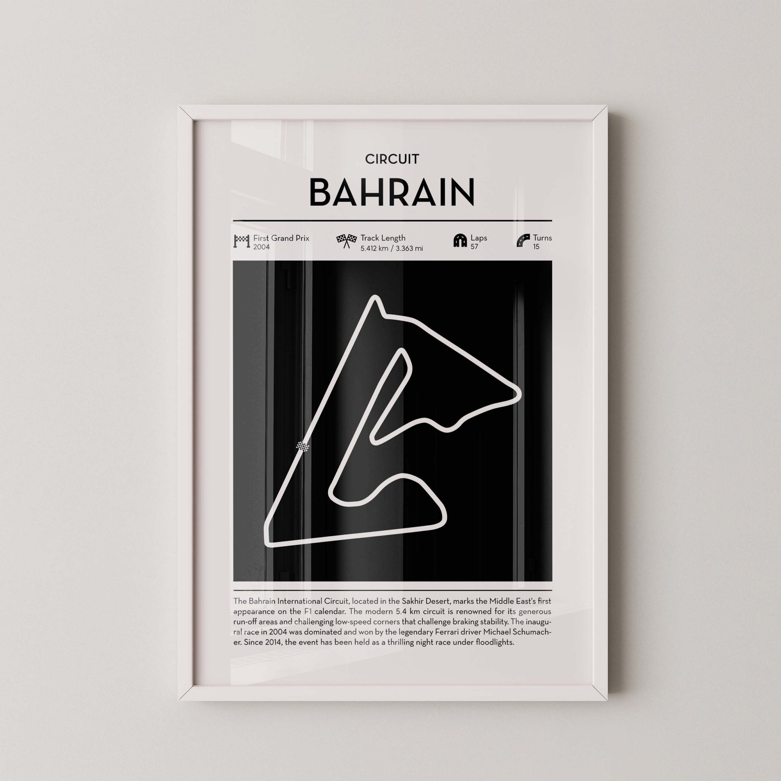 Bahrain F1 Circuit Map Print - Image 2