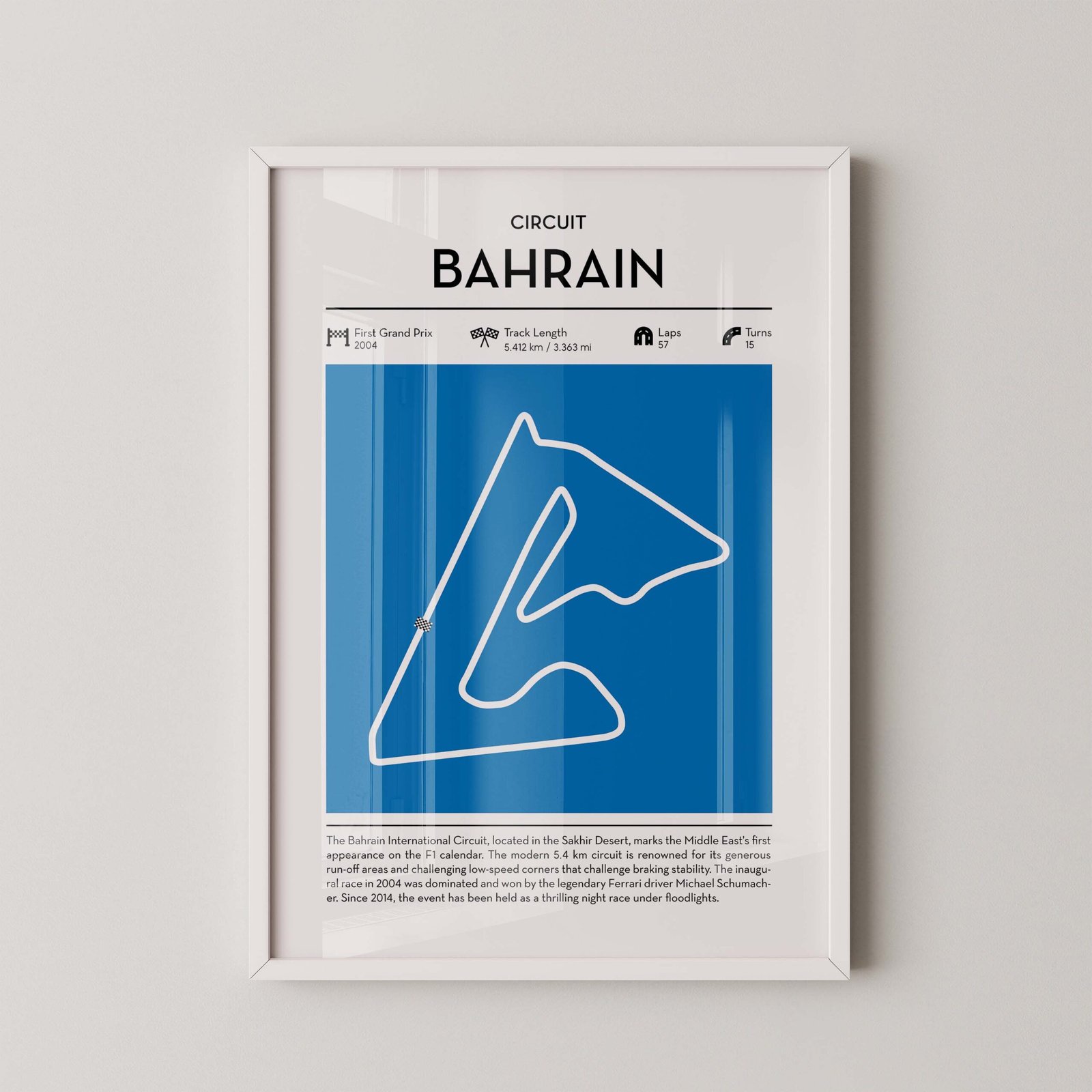 Circuit Bahrain F1 Map Print - Image 2