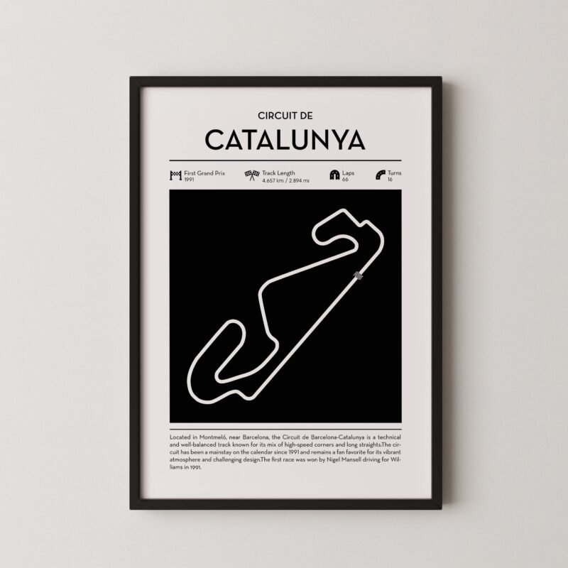 Catalunya Minimal Monaco F1 track layout poster for motorsport and racing fans