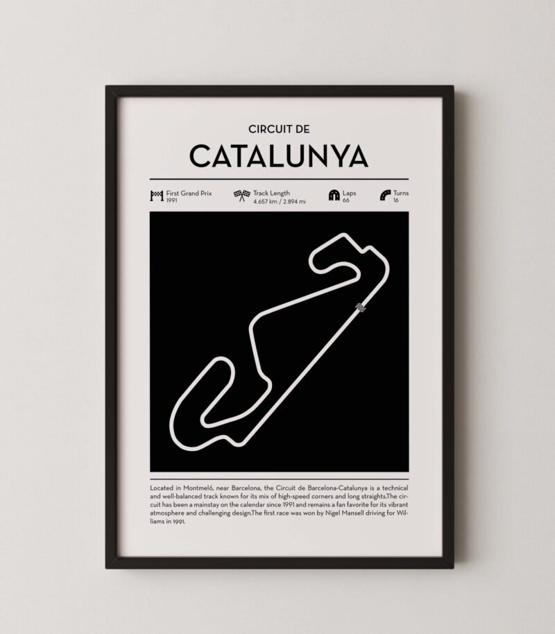 Catalunya Minimal Monaco F1 track layout poster for motorsport and racing fans