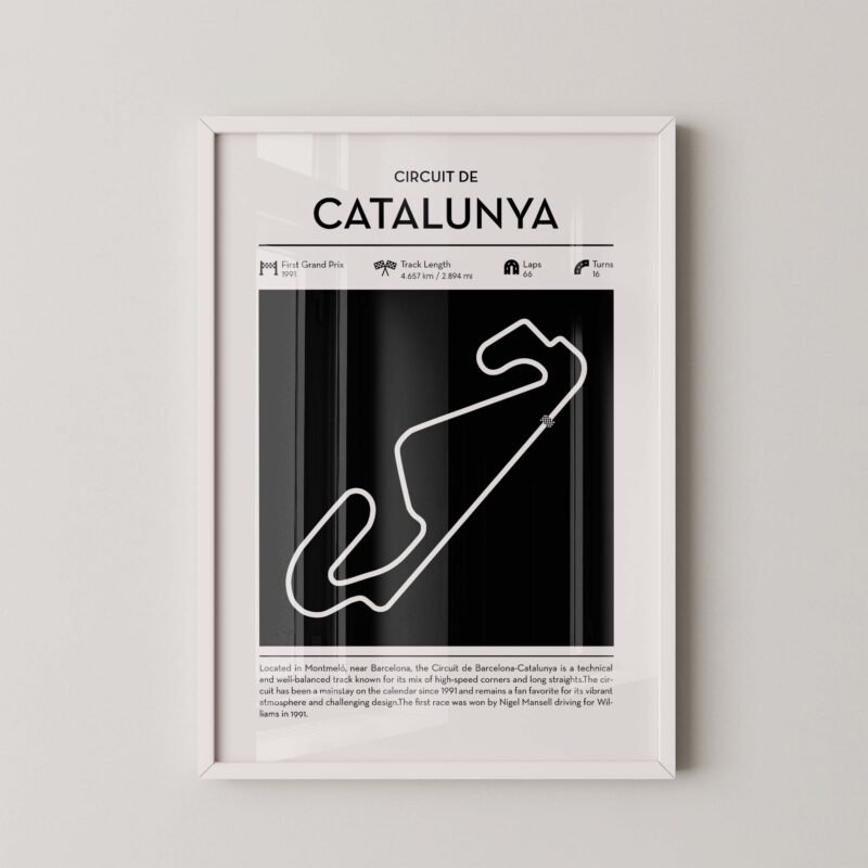 Catalunya Minimal Monaco F1 track layout poster for motorsport and racing fans