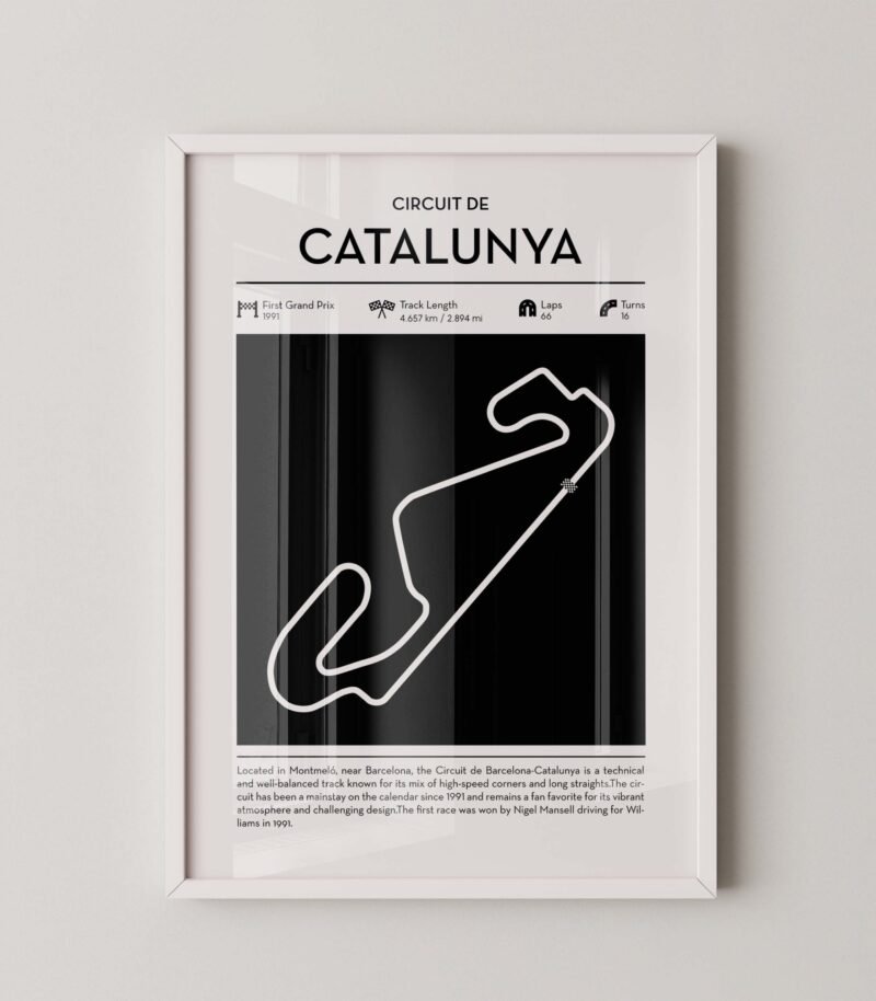 Catalunya Minimal Monaco F1 track layout poster for motorsport and racing fans