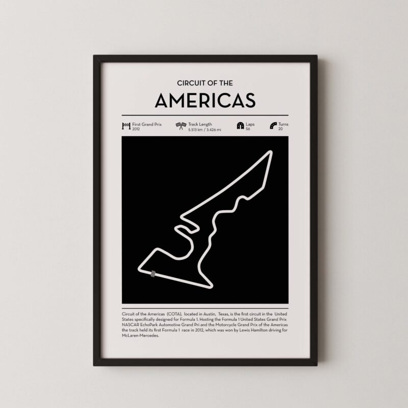 cota F1 track layout poster for motorsport and racing fans