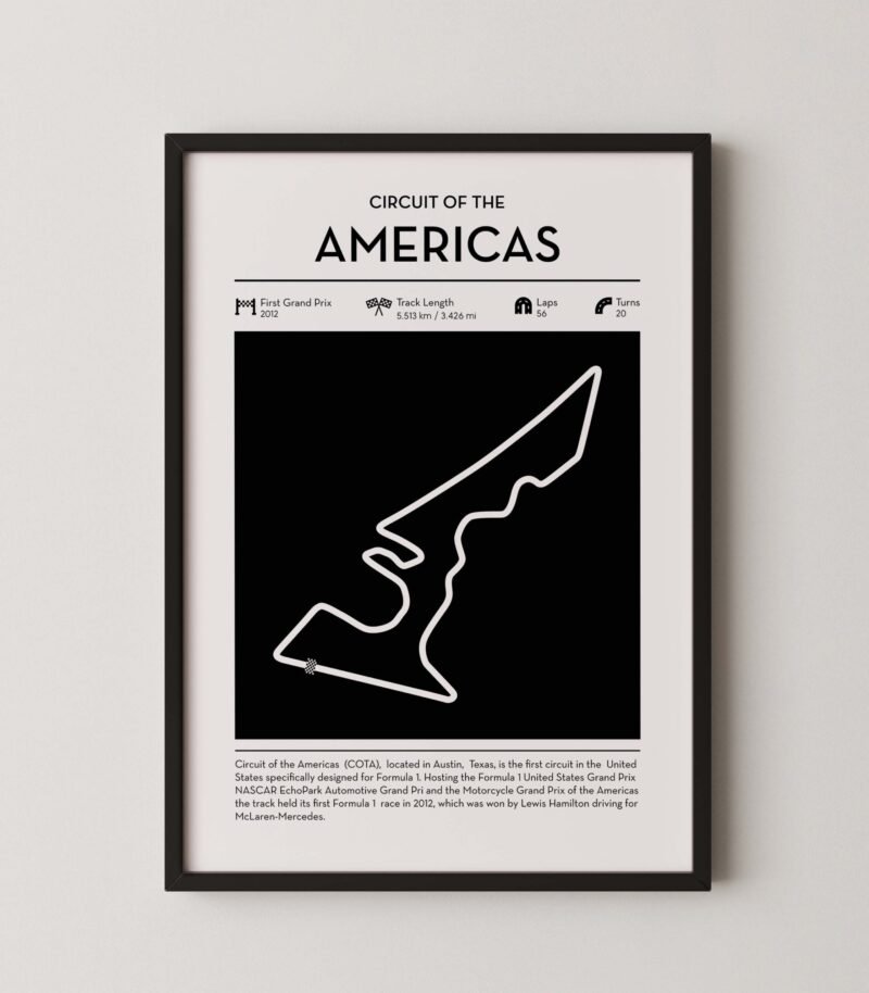 cota F1 track layout poster for motorsport and racing fans