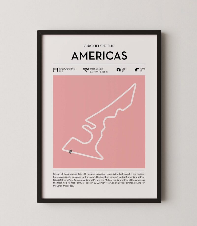 modern austin grand Prix circuit poster with minimalist Formula 1 track design