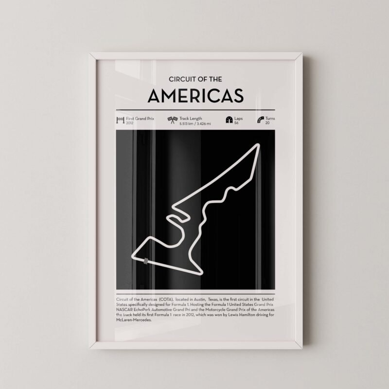 cota F1 track layout poster for motorsport and racing fans