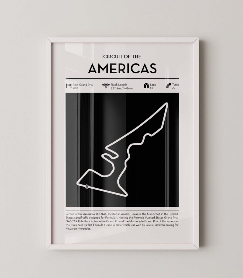 cota F1 track layout poster for motorsport and racing fans