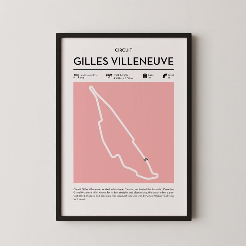 Modern Canadian Grand Prix circuit poster with minimalist Formula 1 track design