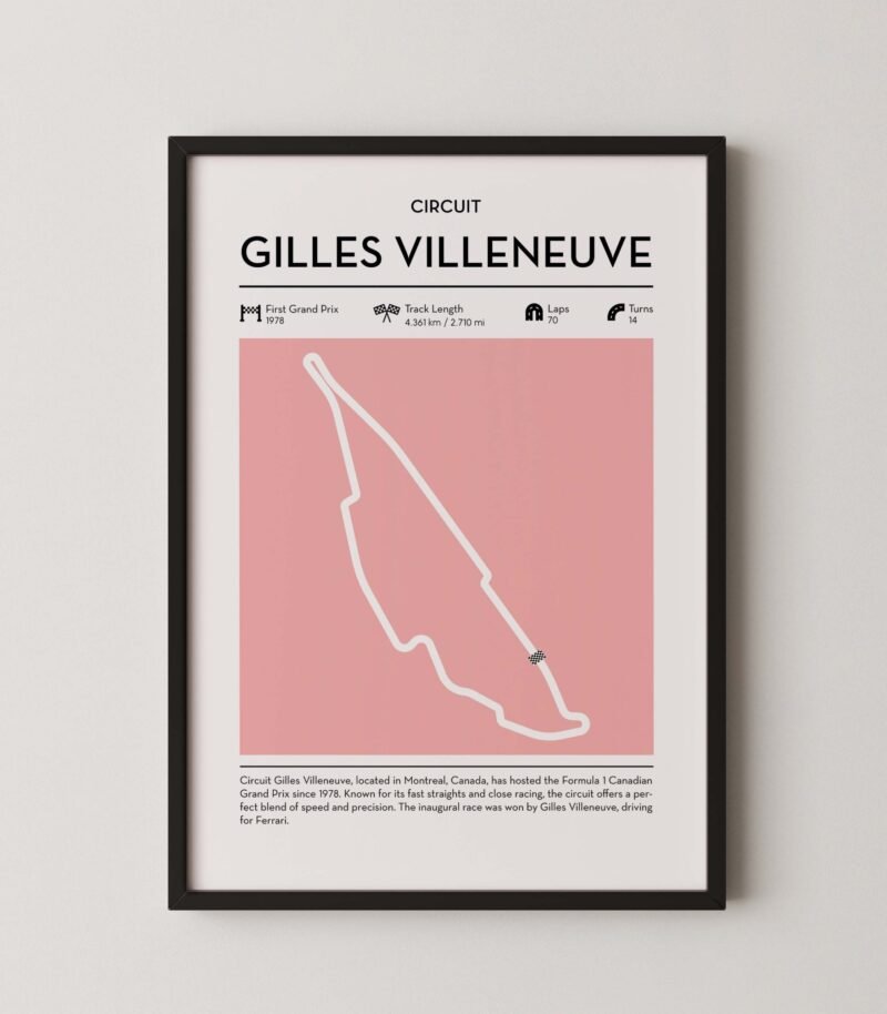 Modern Canadian Grand Prix circuit poster with minimalist Formula 1 track design