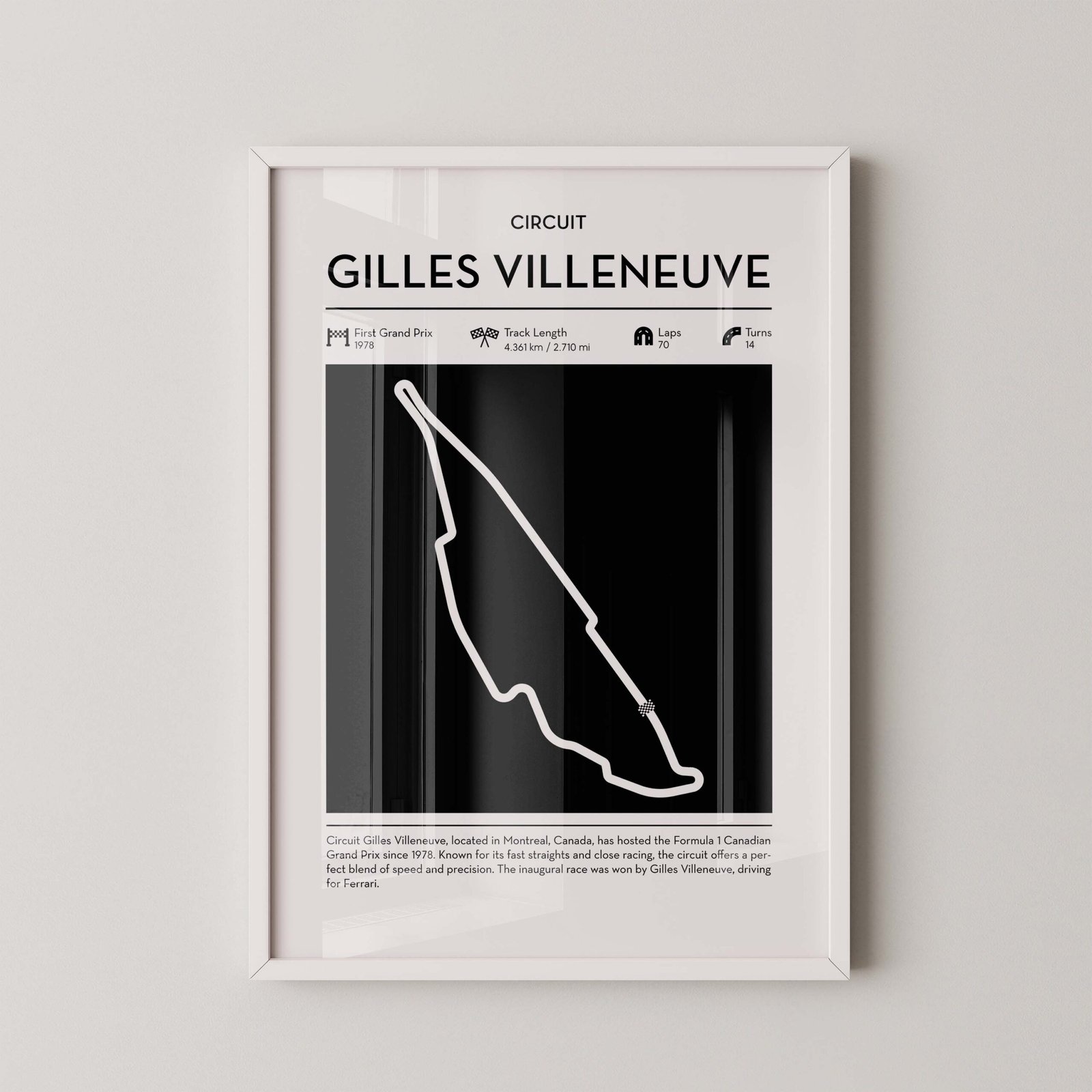 Gilles Villeneuve F1 Map Print - Image 2