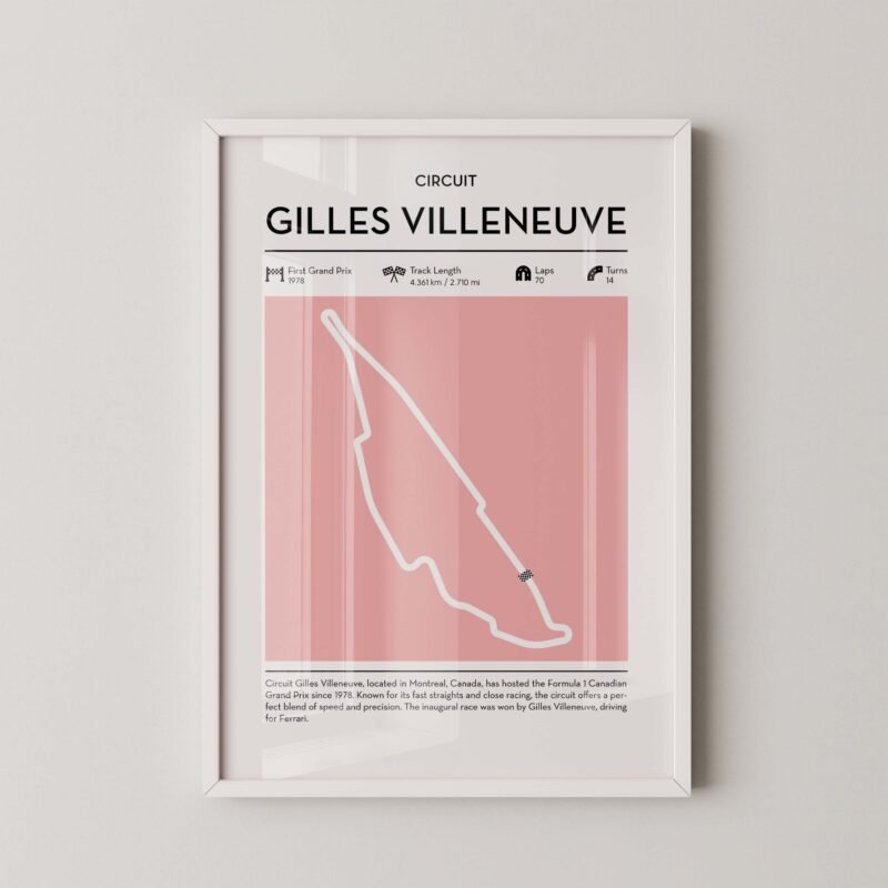 Modern Canadian Grand Prix circuit poster with minimalist Formula 1 track design