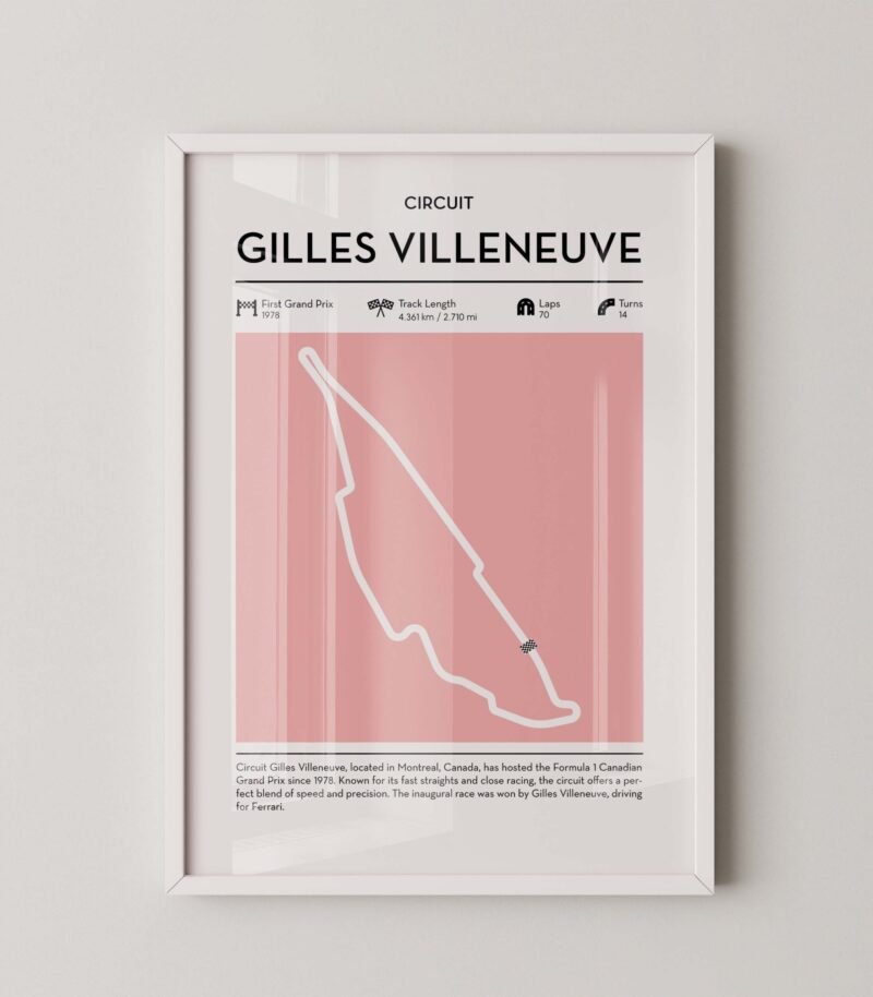 Modern Canadian Grand Prix circuit poster with minimalist Formula 1 track design