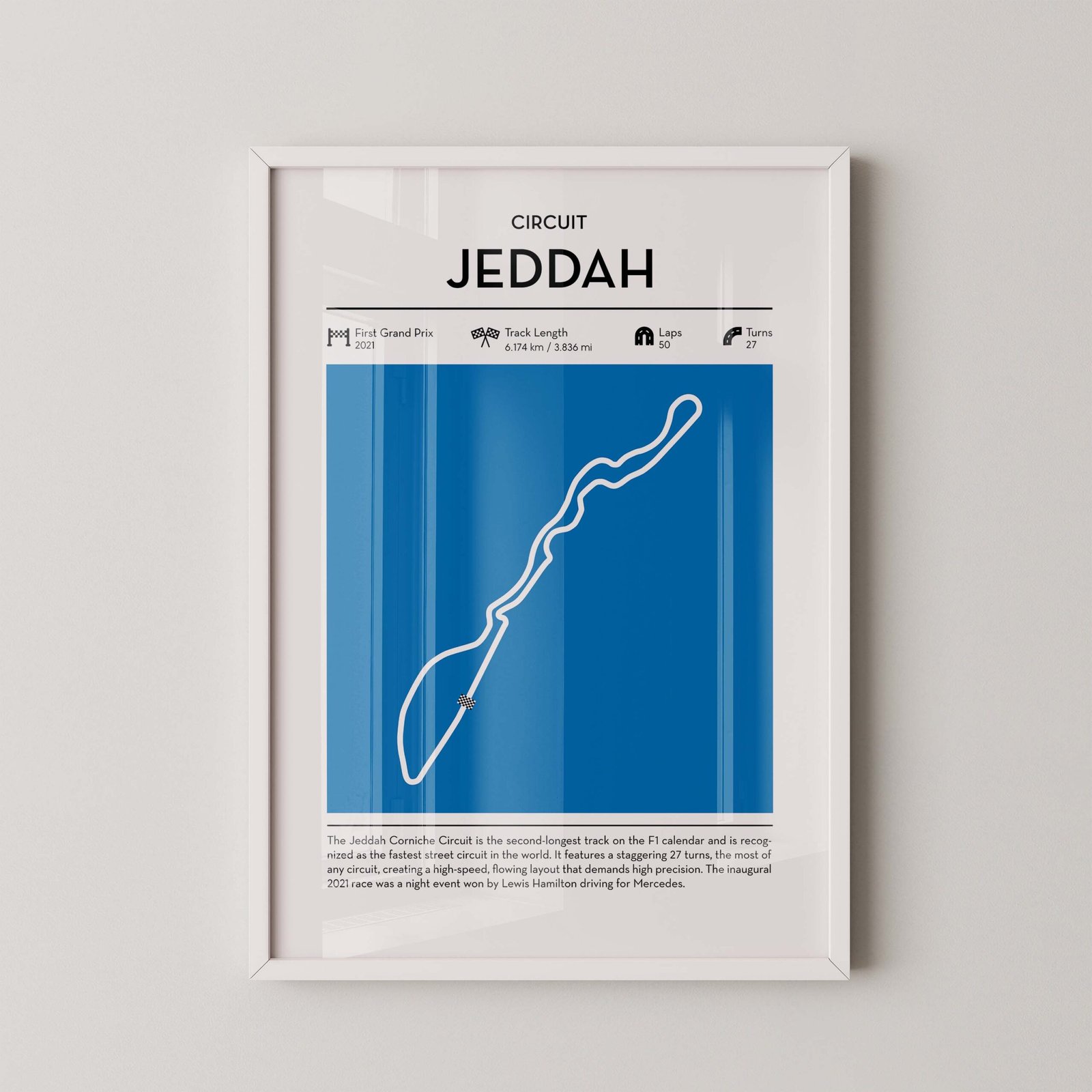 Jeddah Corniche F1 Map Print - Image 2
