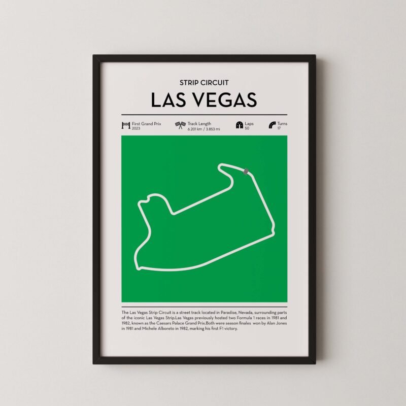 las vegas Formula 1 track map artwork designed for racing and motorsport enthusiasts