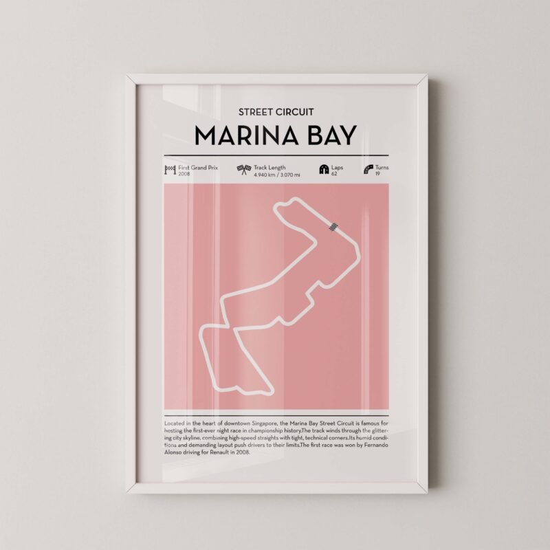 Modern Singapore Grand Prix circuit poster with minimalist Formula 1 track design