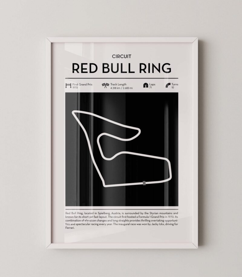 red bull ring F1 track layout poster for motorsport and racing fans
