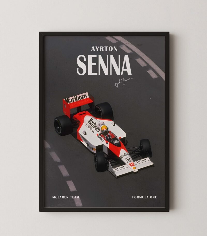 Ayrton Senna Formula 1 Mclaren race poster