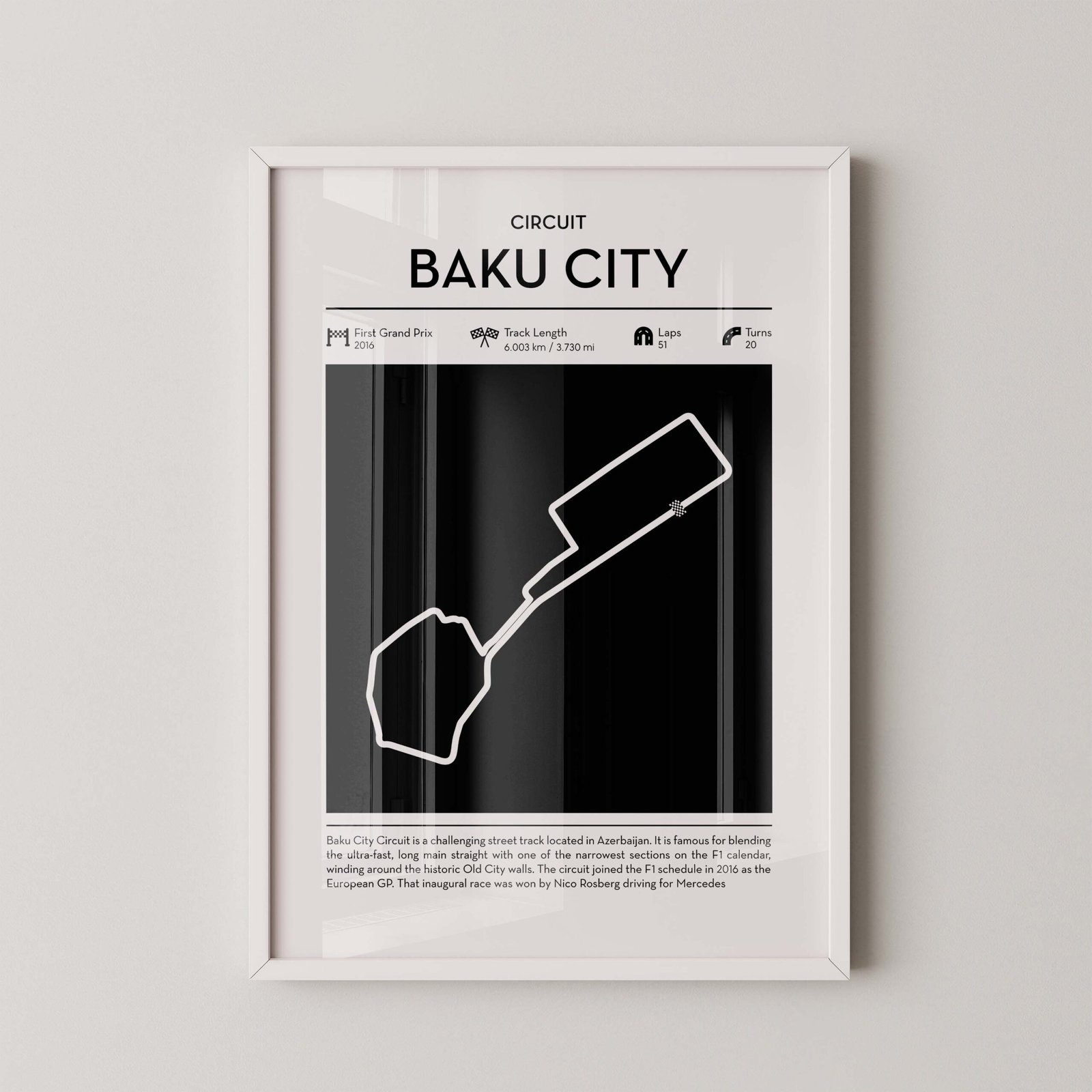 Baku City Circuit Map Print - Image 2