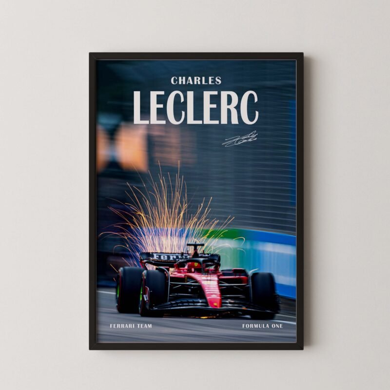 F1 Ferrari Charles Leclerc Fire Print