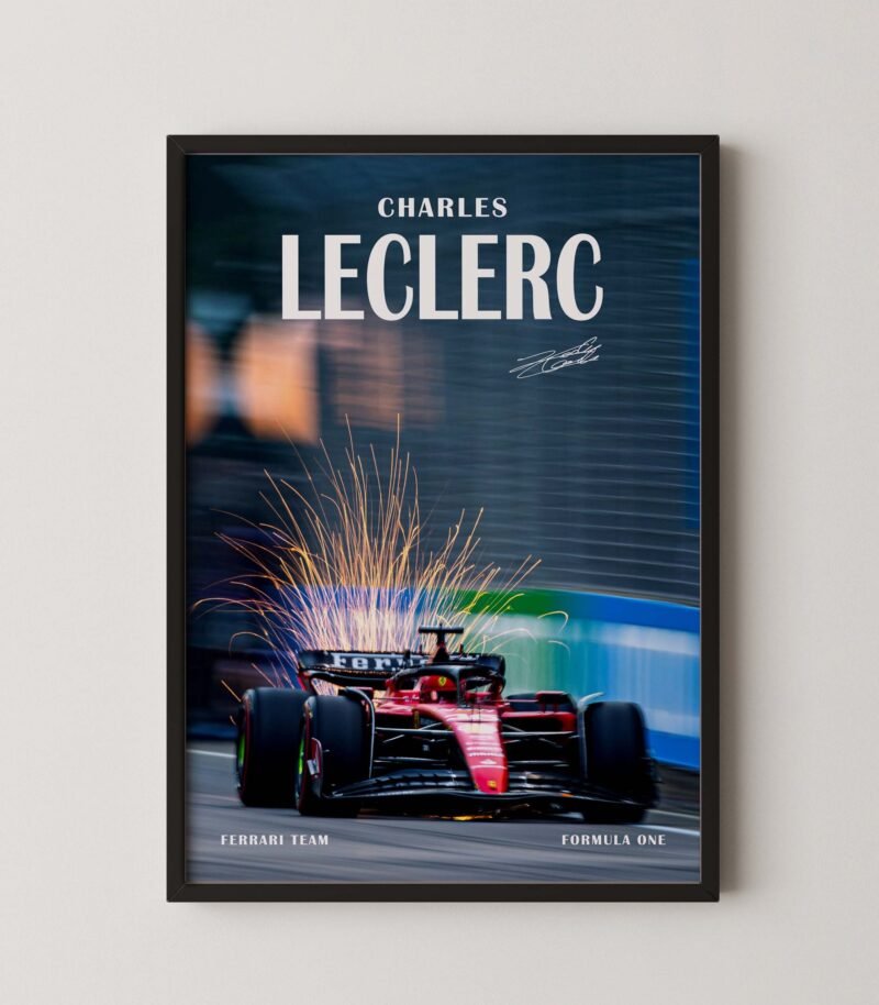 F1 Ferrari Charles Leclerc Fire Print