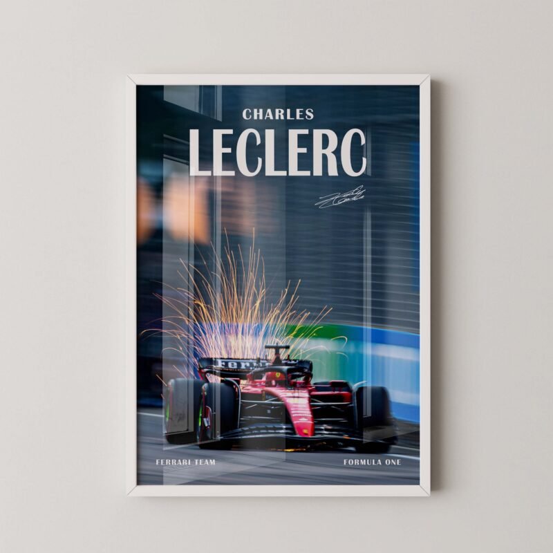 F1 Ferrari Charles Leclerc Fire Print