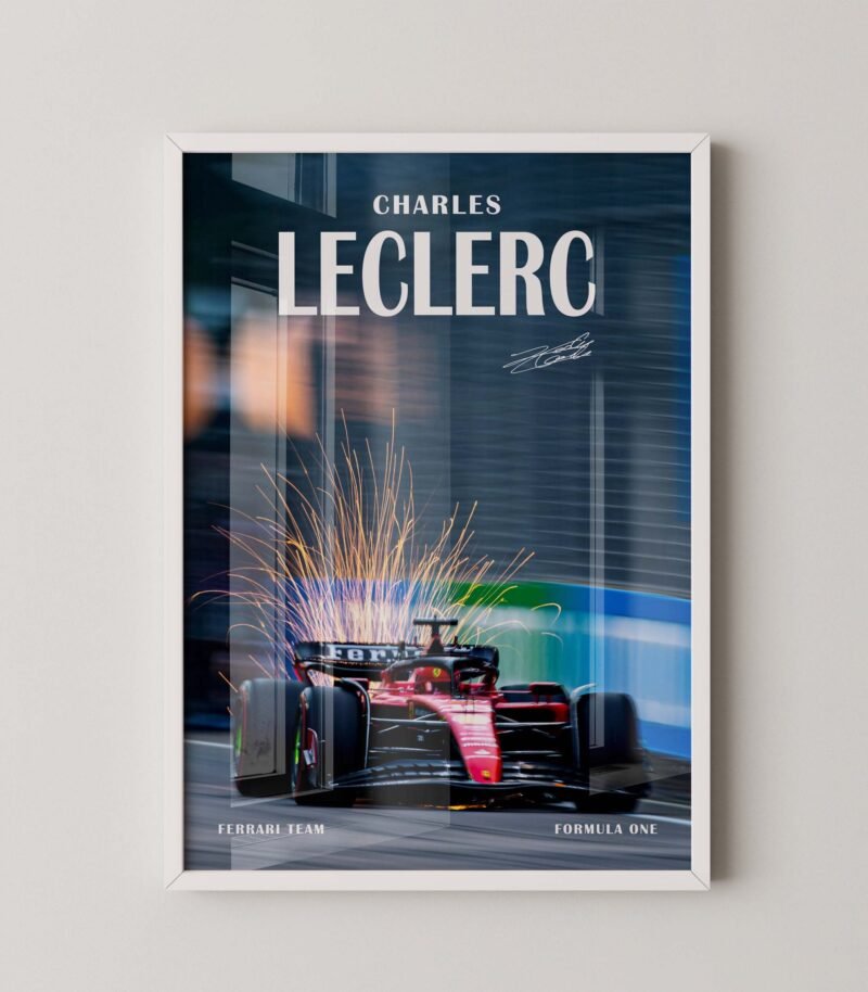 F1 Ferrari Charles Leclerc Fire Print