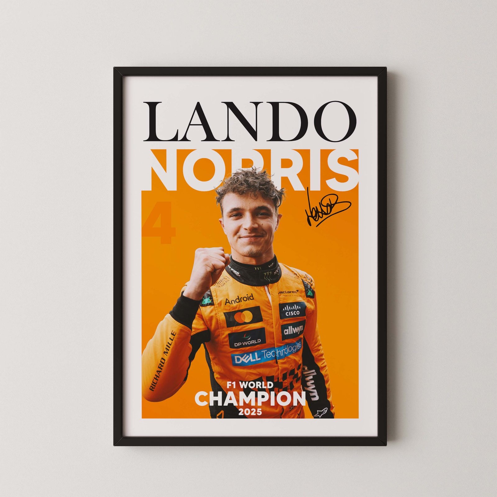 Lando Norris F1 Mclaren Team 2025 Champion Poster
