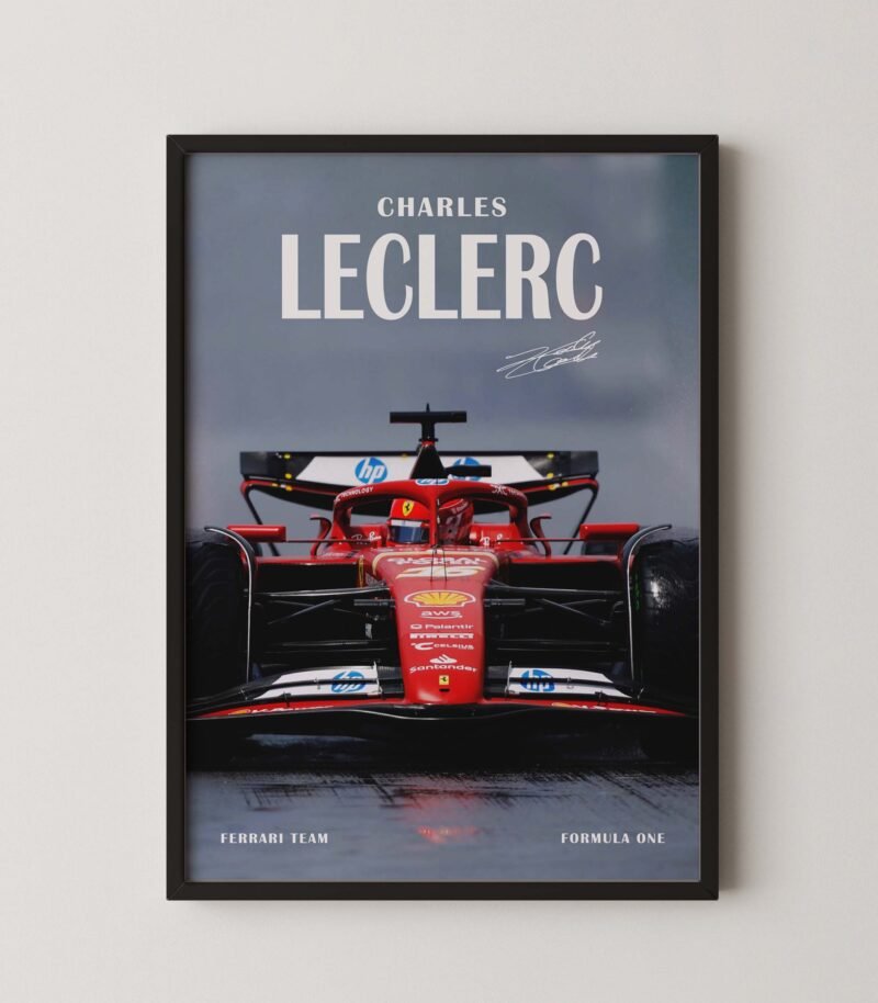 F1 Ferrari Leclerc Racing Poster Digital Downlad