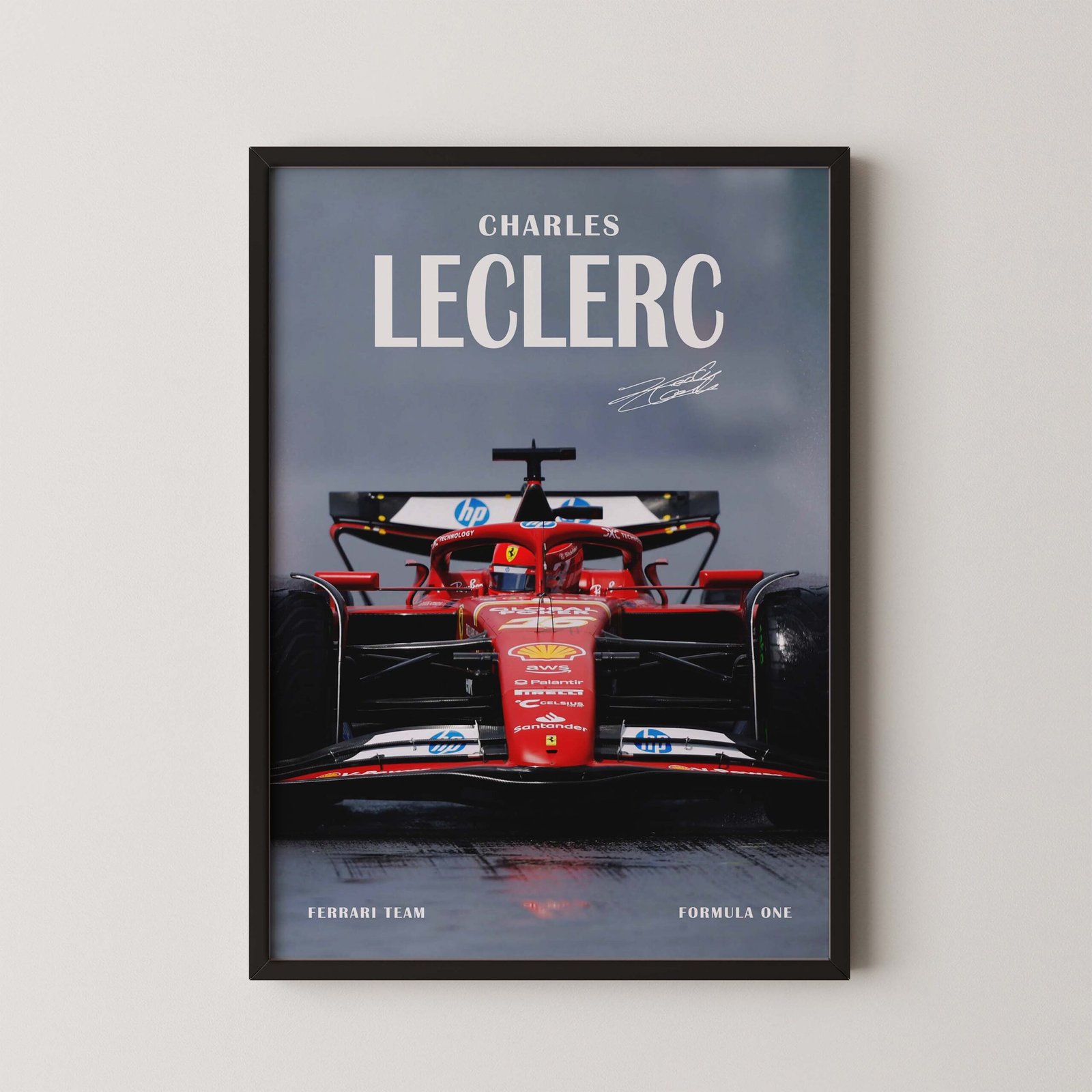 F1 Ferrari Leclerc Racing Poster Digital Downlad
