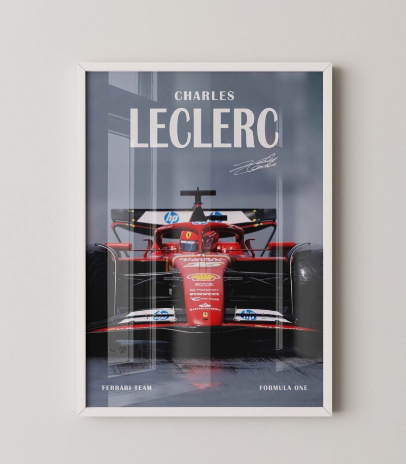 F1 Ferrari Leclerc Racing Poster Digital Downlad