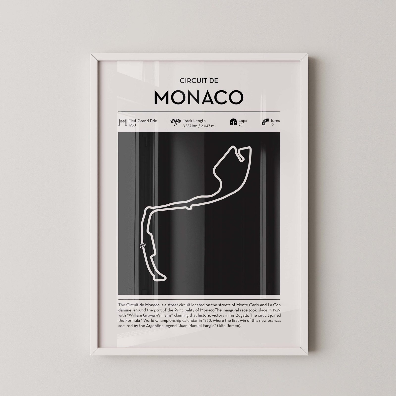 Monaco Formula 1 Map Print – Black - Image 2