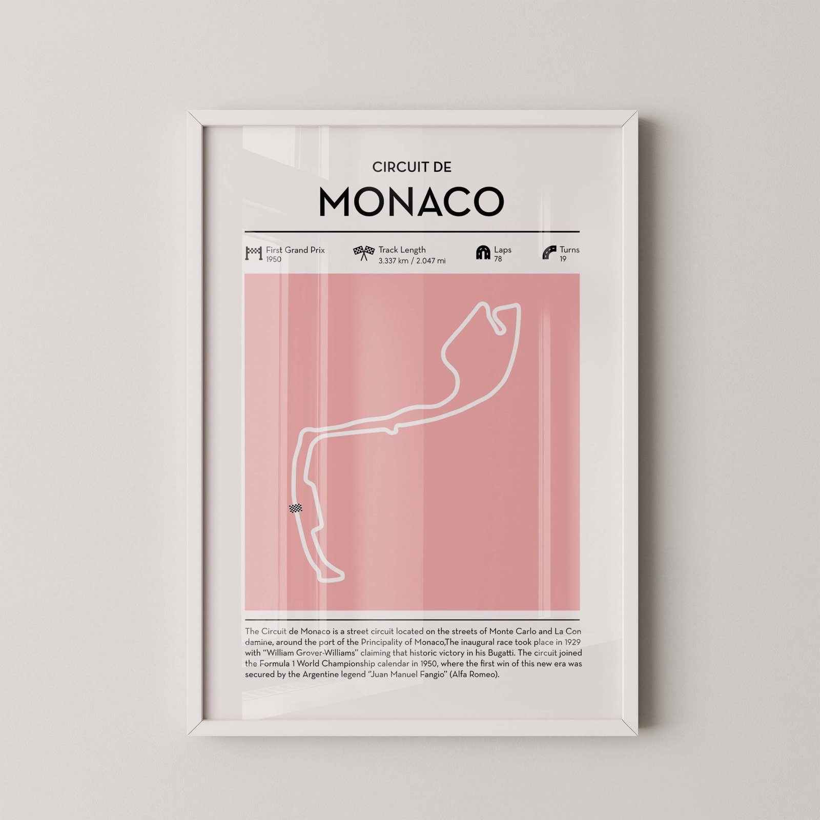 F1 Monaco Circuit Poster – Pink - Image 2