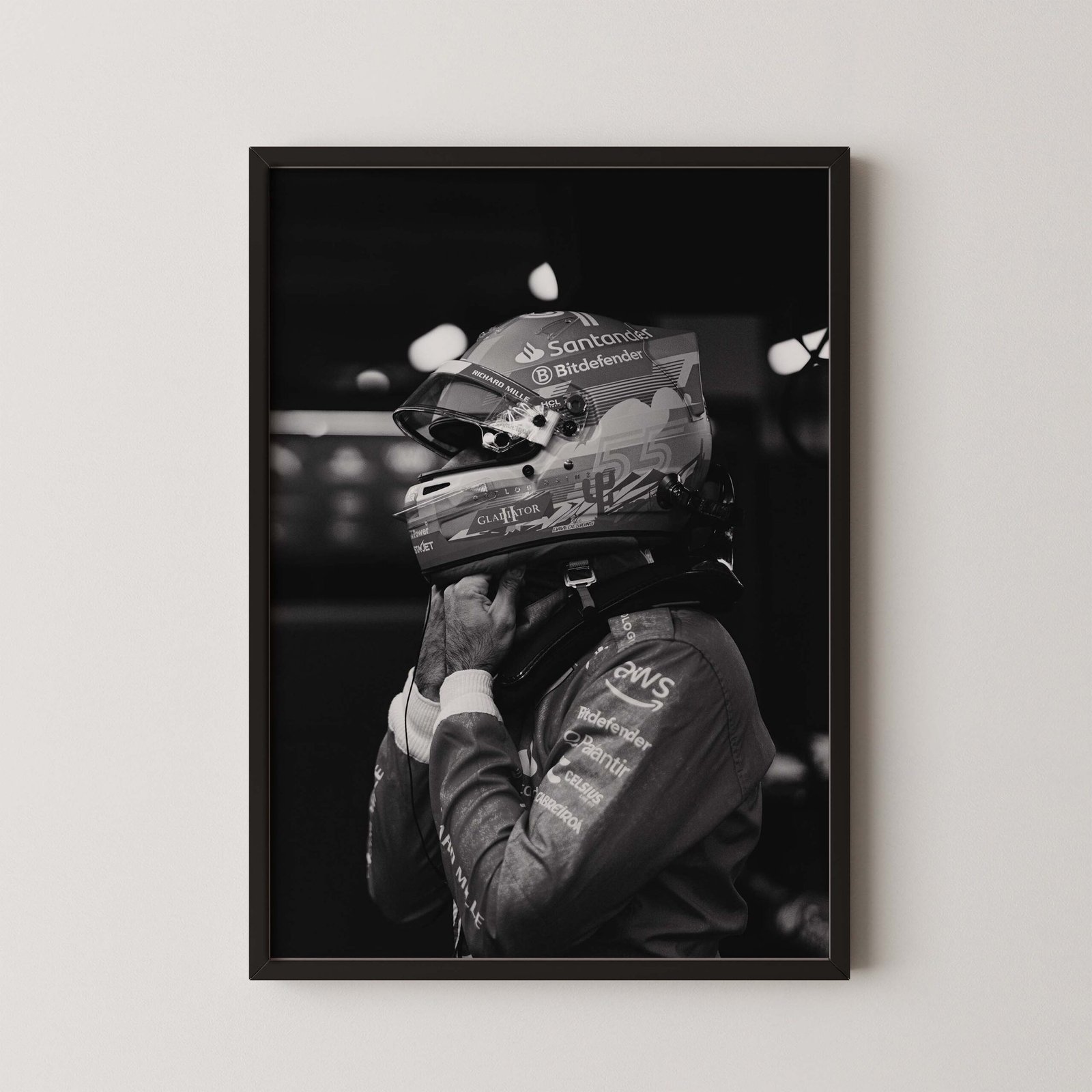 Carlos Sainz Monochrome Print