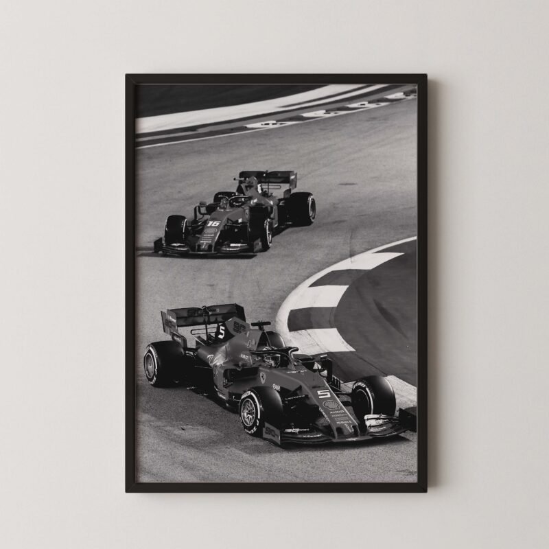 Vettel and Leclerc F1 Race Print