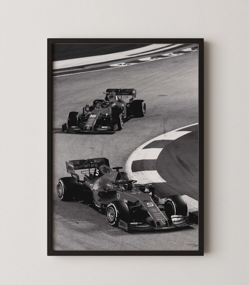 Vettel and Leclerc F1 Race Print