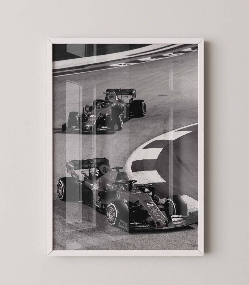 Vettel and Leclerc F1 Race Print