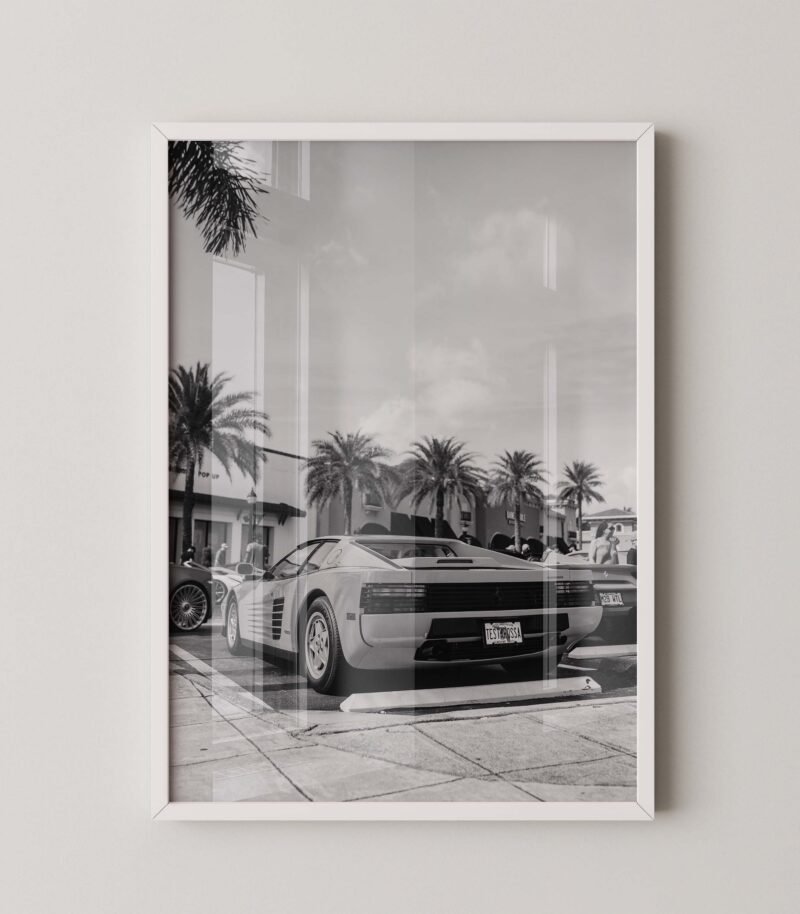 Ferrari Testarossa Retro Street Poster