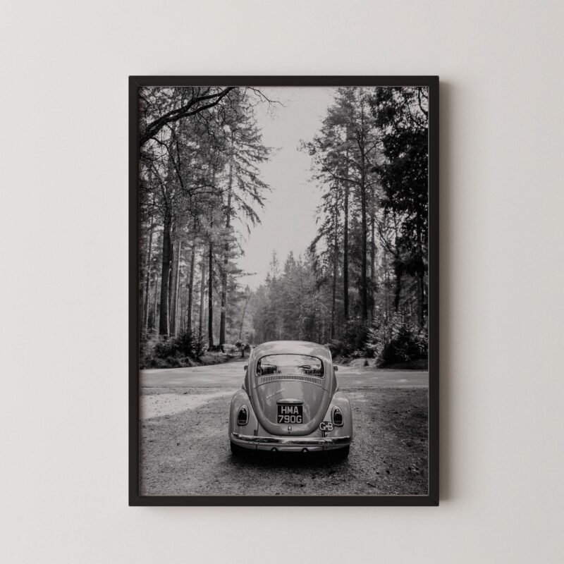 Retro Vw Beetle in Forest Poster
