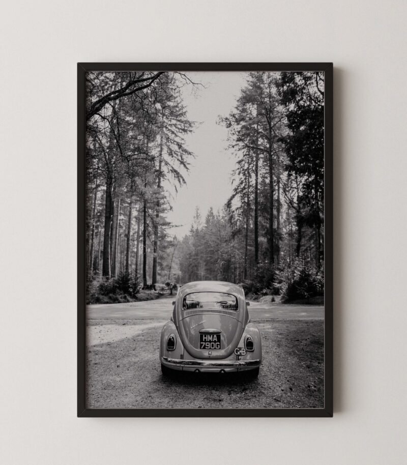 Retro Vw Beetle in Forest Poster