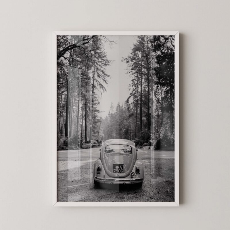 Retro Vw Beetle in Forest Poster