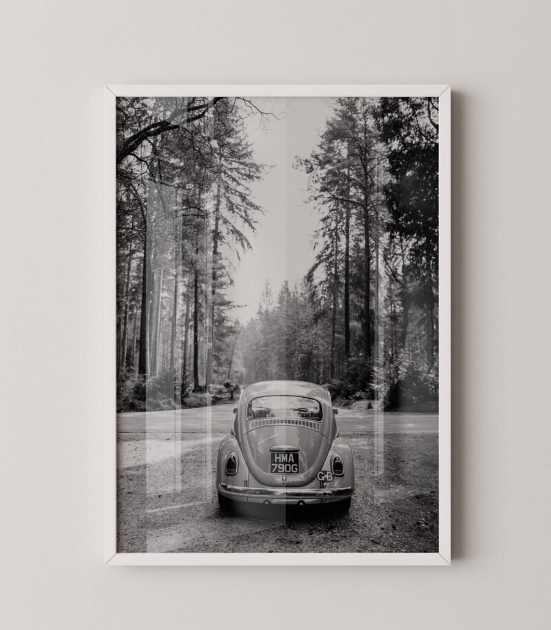 Retro Vw Beetle in Forest Poster